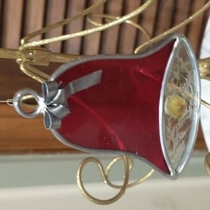 ❤️Suncatcher Stain Glass Red & White Bell Christmas Ornament